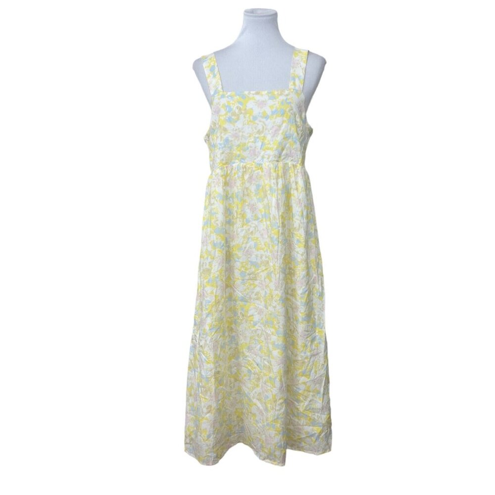 The Nines by Hatch Womens L Large Tank Maternity Dress Yellow Floral Pastel
